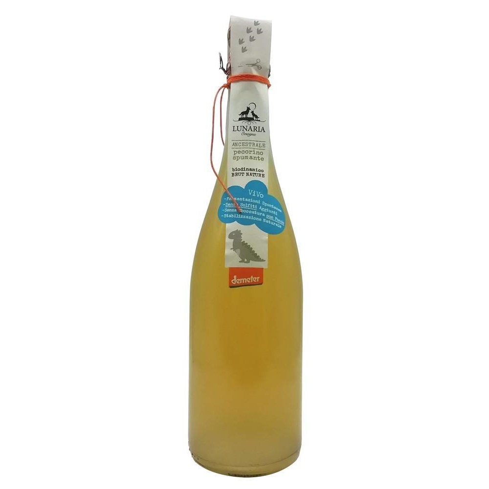Lunaria Spumante Pecorino Ancestrale Bianco Brut Nature Biologico Biodinamico Senza Solfiti Agg. Vegano Col Fondo Bt. Cl.75