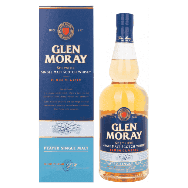 Glen Moray Elgin Classic Single Malt Torbato Scotch Whisky Speyside Bt. Cl.70