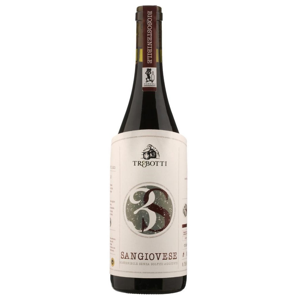 Trebotti 3S Sangiovese Igp Lazio Vino Rosso Biologico Vegano Senza Solfiti Aggiunti Invecchiato Bt. Cl.75