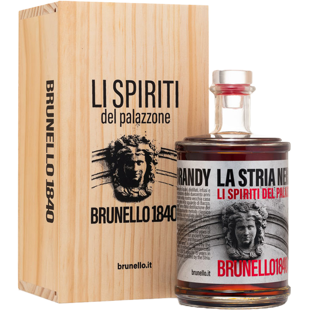 F.lli Brunello La Stria Nera Brandy 15 Anni Invecchiato Bt. cl.70 Cassa in Legno