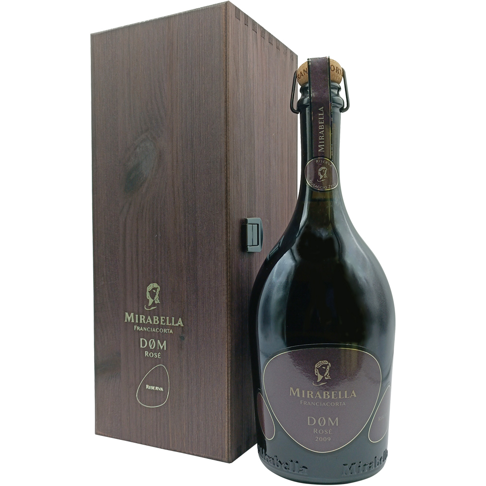 Mirabella Dom Franciacorta Docg Millesimato Dosaggio Zero Riserva Vino Spumante Rosato Bt. Cl.75 cassa in legno
