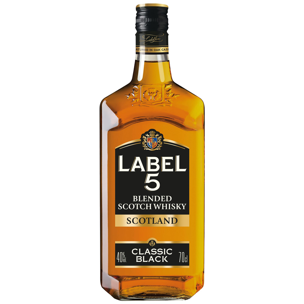 Label 5 Classic Black Blended 3 y.o. Scotch Whisky Speyside Bt. Cl.70