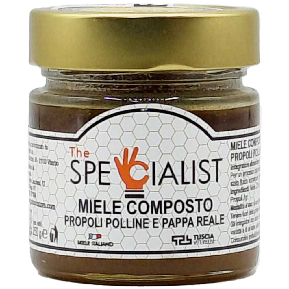 Miele Composto Propoli, Polline e Pappa Reale Italiano Tuscia Viterbese The Specialist Brt. Gr.250