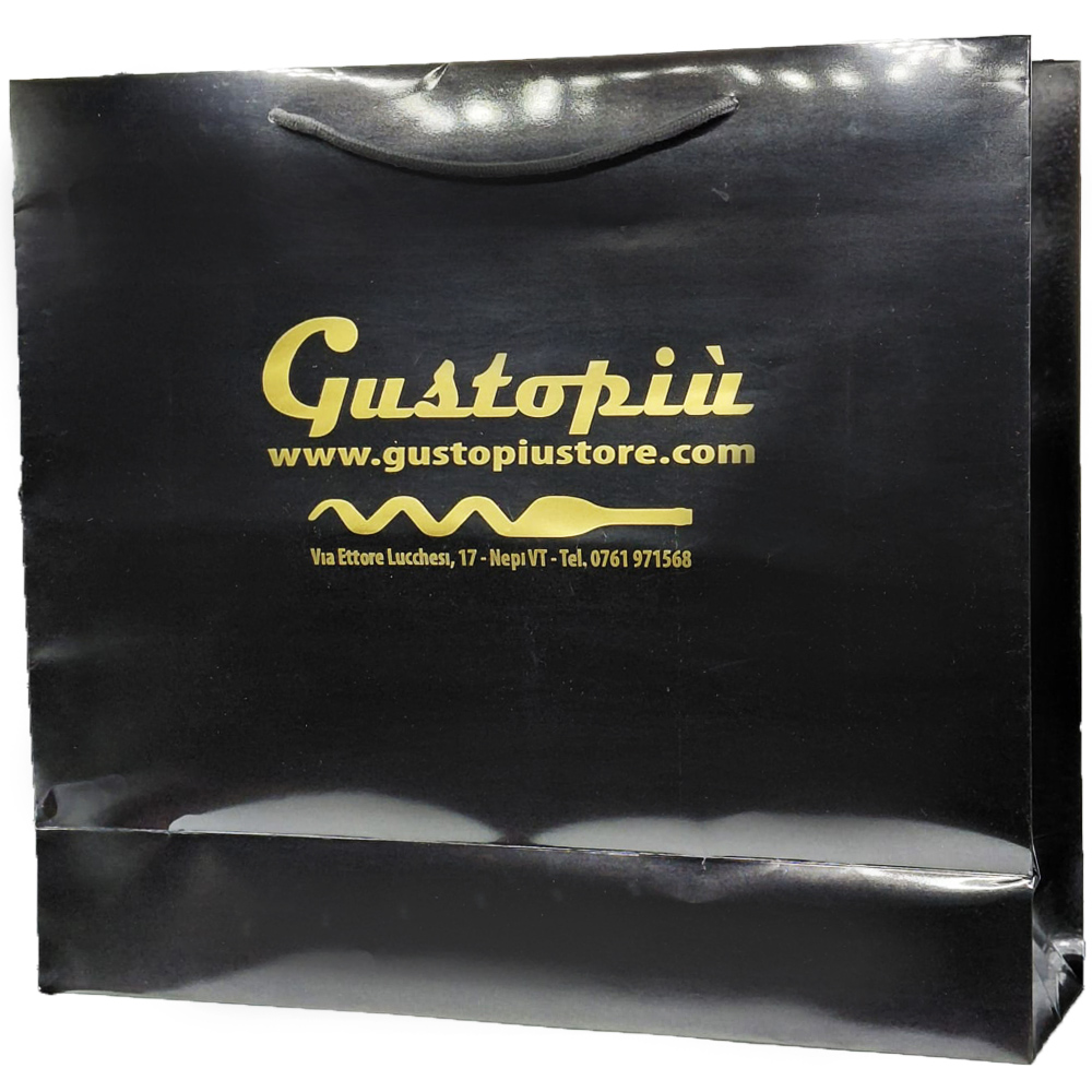 Busta Lusso Plastificata Lucida Nero Grande (49+16x45cm)