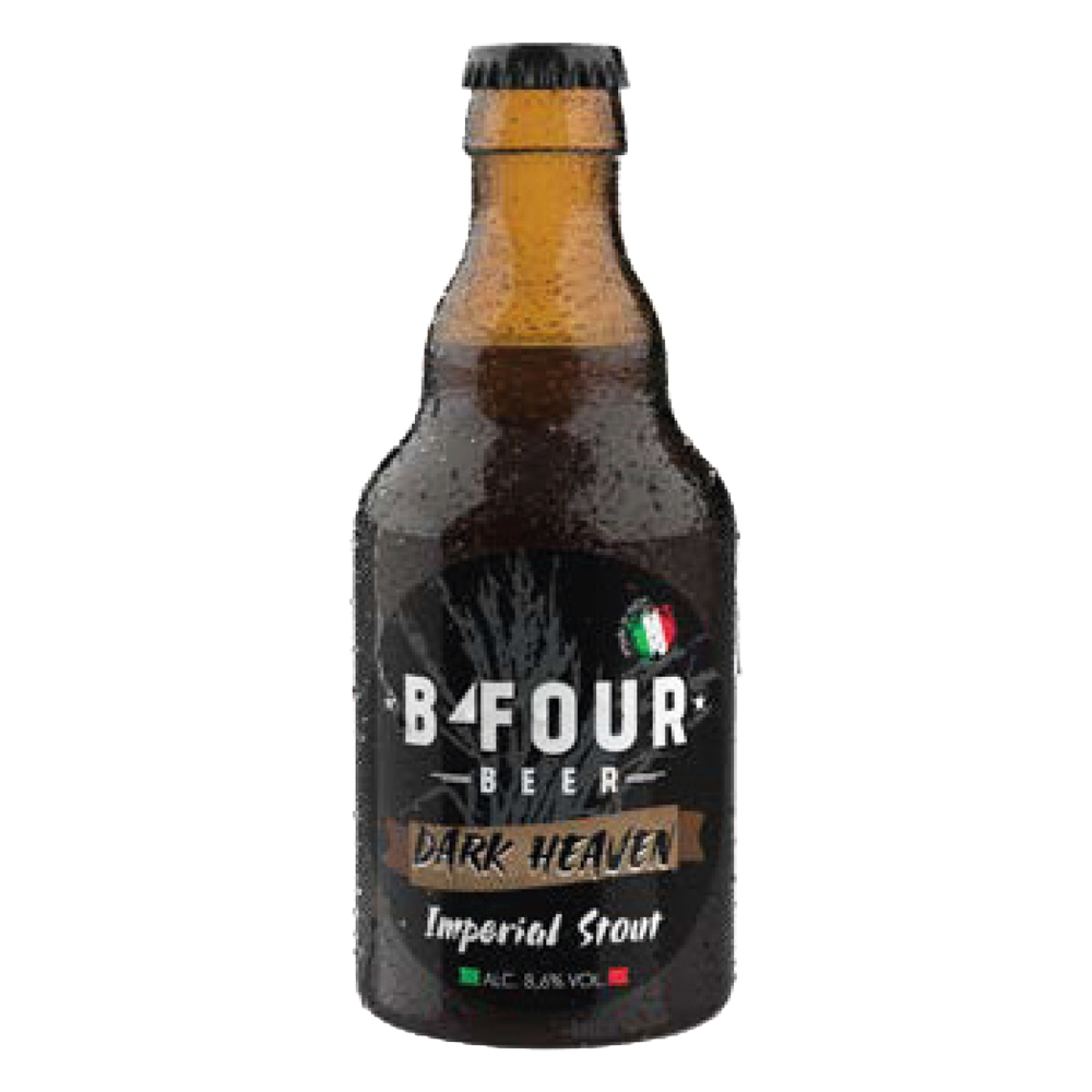 B Four Dark Heaven Imperial Stout Birra Artigianale Nera Alta Fermentazione Bt. Cl.33