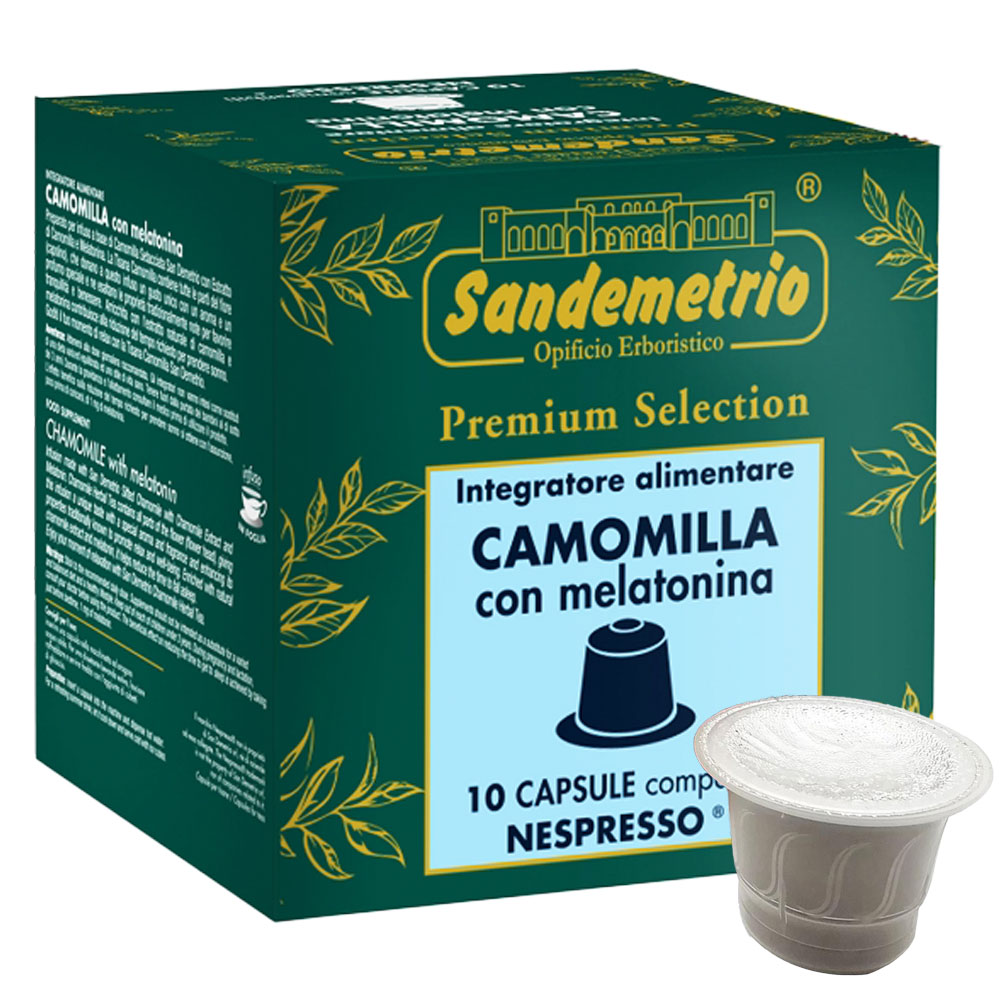 Sandemetrio Nespresso Camomilla con Melatonina Senza Zucchero Capsula 1 Sc. da 10 Pz